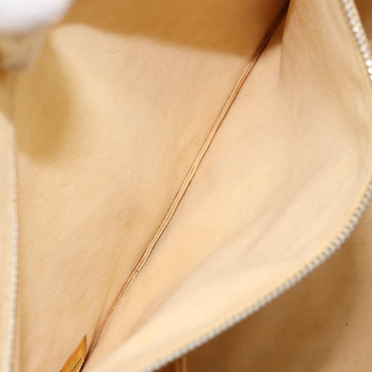 CHANEL No.5 Punching Hand Bag Patent leather Yellow Silver CC Auth ki6193