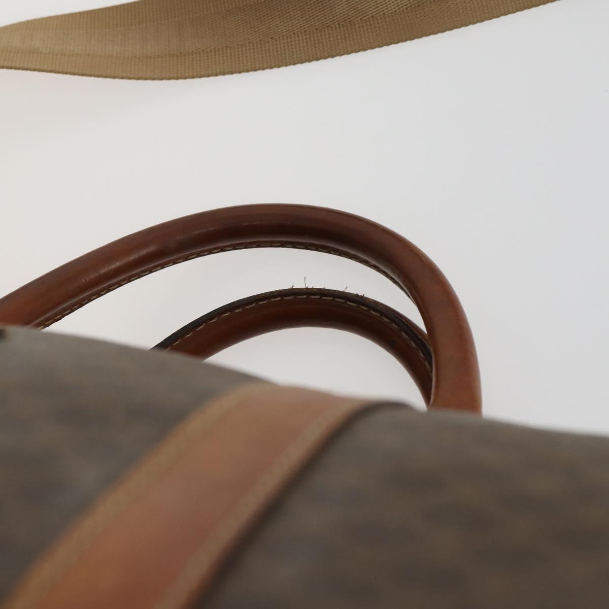 CELINE Macadam Canvas Boston Bag PVC Leather 2way Brown Gold Auth ki6195