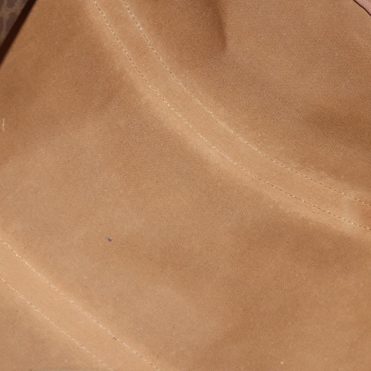 CELINE Macadam Canvas Boston Bag PVC Leather 2way Brown Gold Auth ki6195