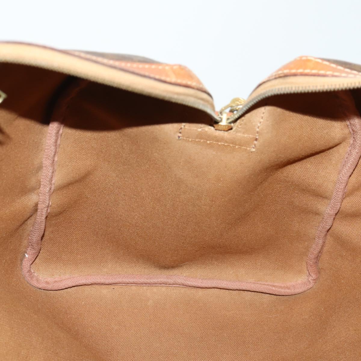 CELINE Macadam Canvas Boston Bag PVC Leather 2way Brown Gold Auth ki6195