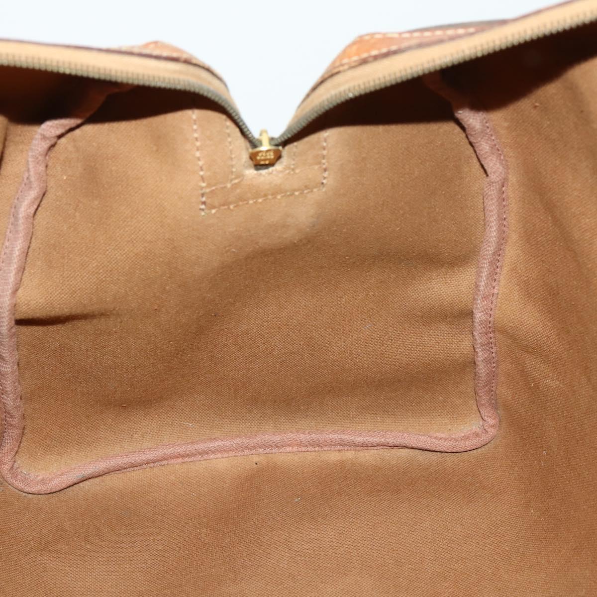 CELINE Macadam Canvas Boston Bag PVC Leather 2way Brown Gold Auth ki6195