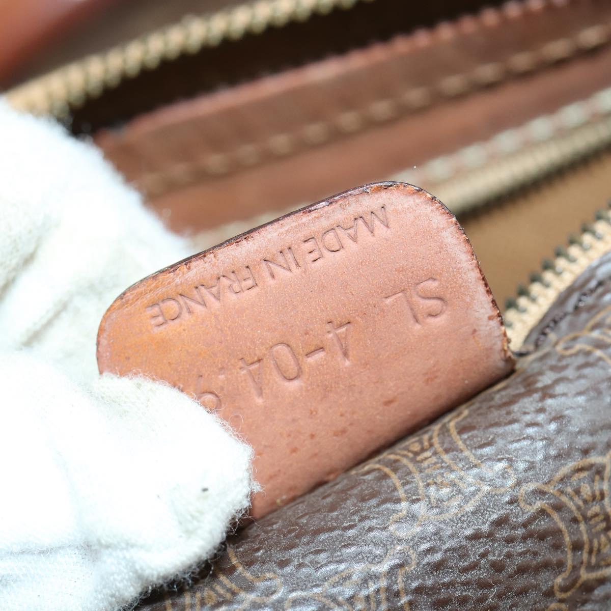 CELINE Macadam Canvas Boston Bag PVC Leather 2way Brown Gold Auth ki6195