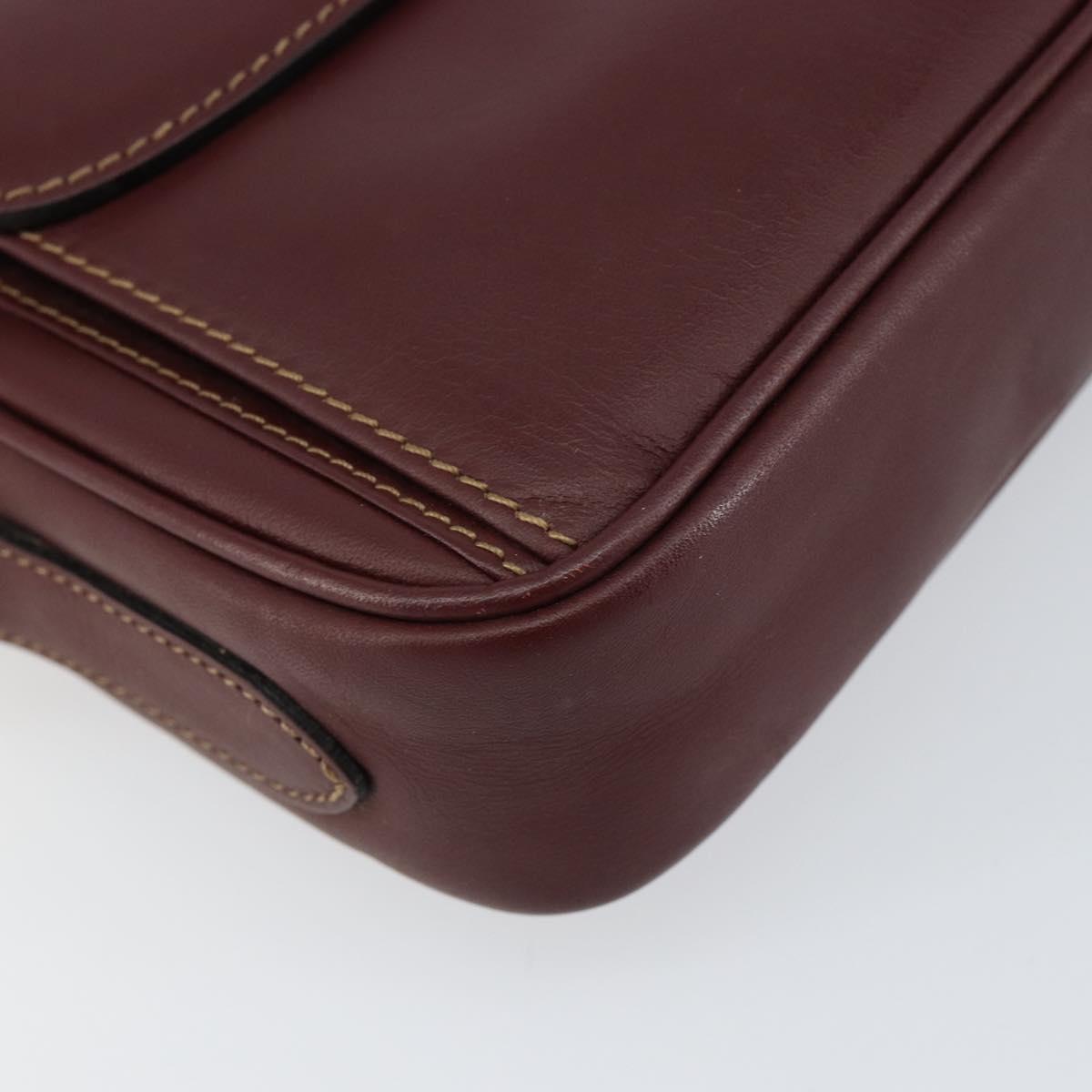 CARTIER Must Line Shoulder Bag Leather Bordeaux Gold Auth ki6196