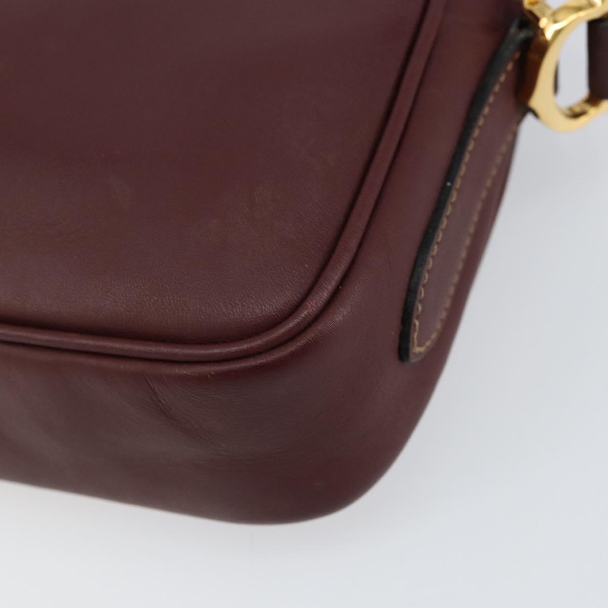 CARTIER Must Line Shoulder Bag Leather Bordeaux Gold Auth ki6196