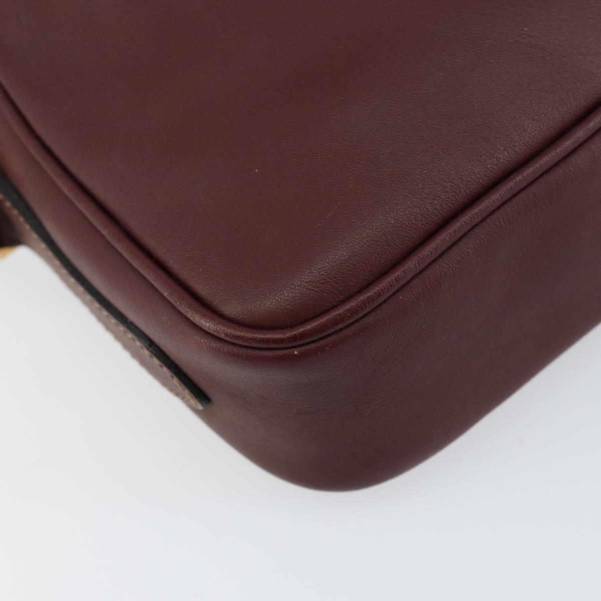 CARTIER Must Line Shoulder Bag Leather Bordeaux Gold Auth ki6196