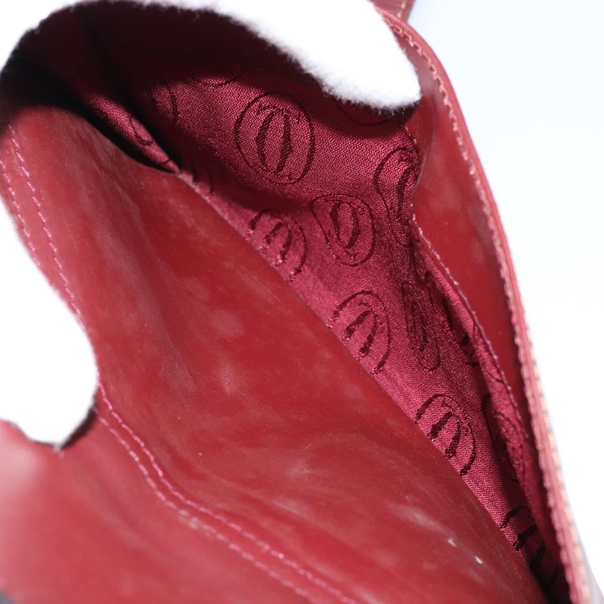 CARTIER Must Line Shoulder Bag Leather Bordeaux Gold Auth ki6196