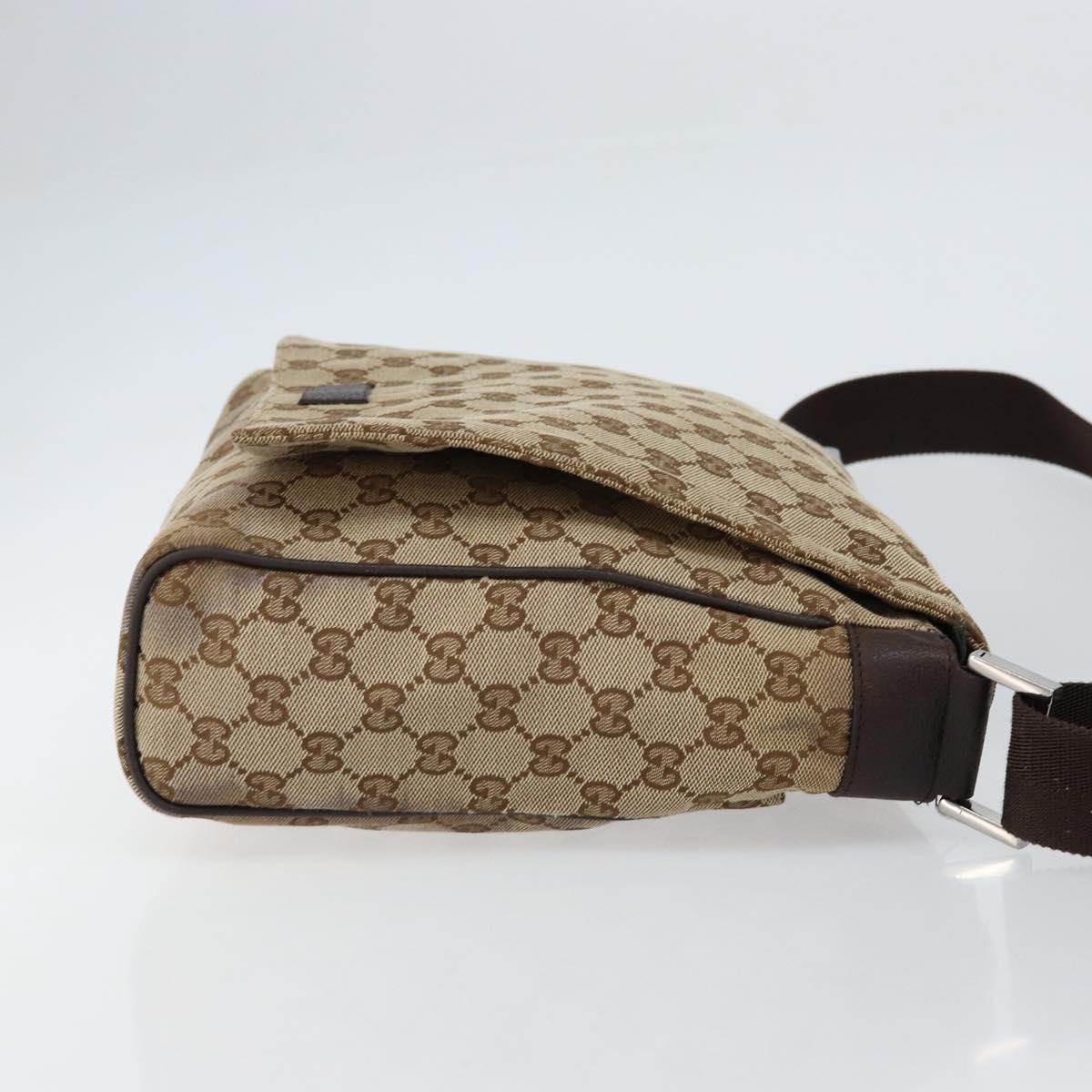 GUCCI GG Canvas Shoulder Bag Beige Silver 146236 Auth ki6202