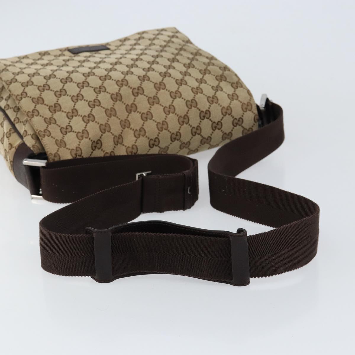 GUCCI GG Canvas Shoulder Bag Beige Silver 146236 Auth ki6202