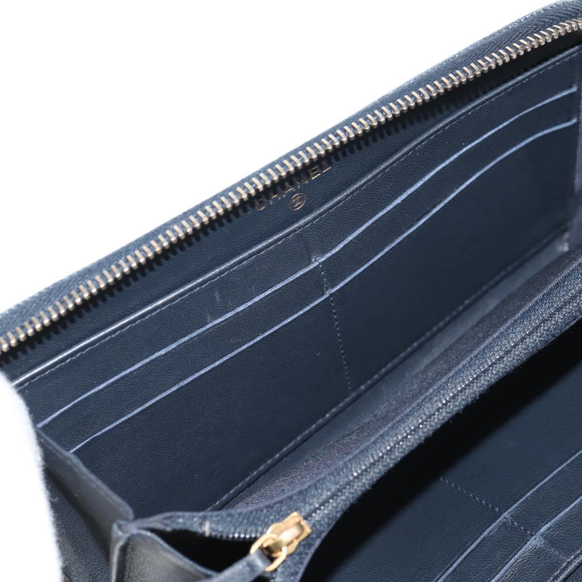 CHANEL 2.55 Zip Around Wallet Denim Blue Gold CC Auth ki6204M