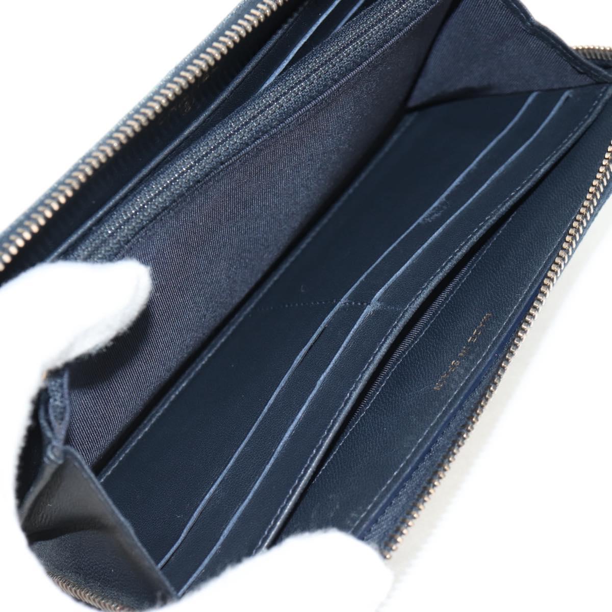 CHANEL 2.55 Zip Around Wallet Denim Blue Gold CC Auth ki6204M