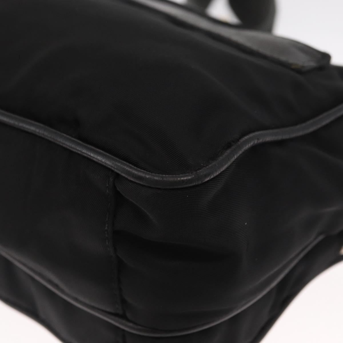 PRADA Shoulder Bag Nylon Leather Black Gold Auth ki6206