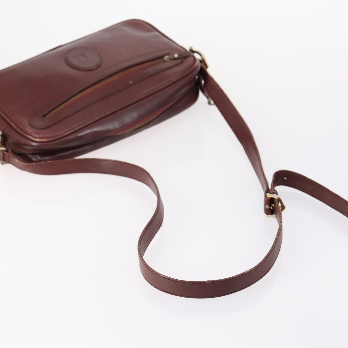 CARTIER Must Line Shoulder Bag Leather 4 Set Bordeaux Auth ki6207