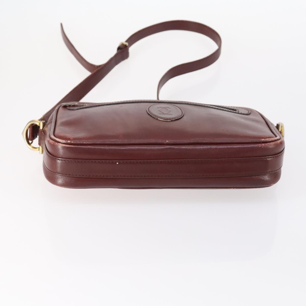 CARTIER Must Line Shoulder Bag Leather 4 Set Bordeaux Auth ki6207