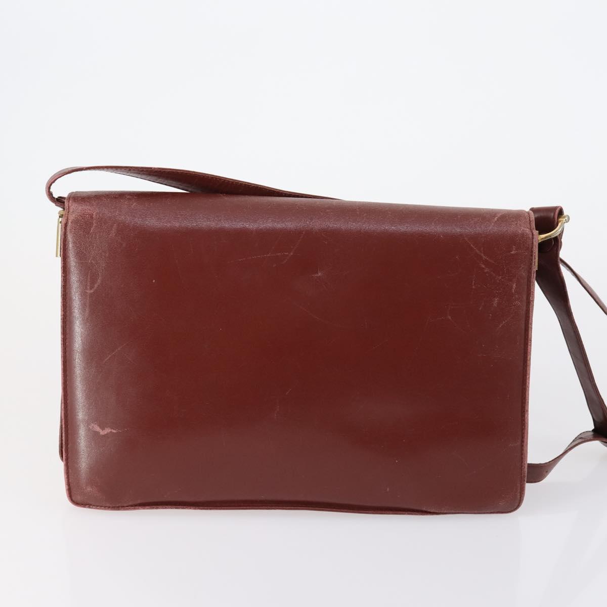 CARTIER Must Line Shoulder Bag Leather 4 Set Bordeaux Auth ki6207