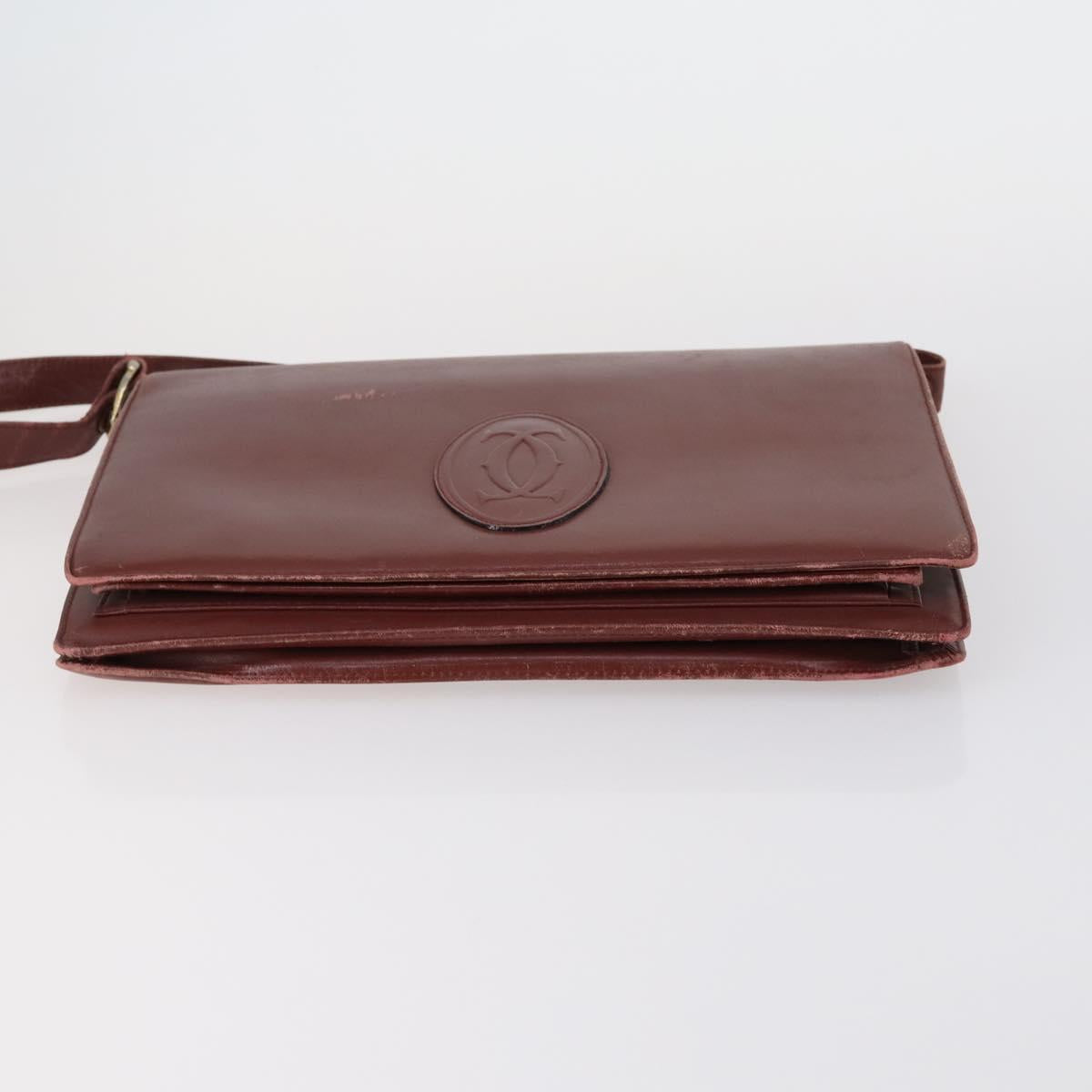 CARTIER Must Line Shoulder Bag Leather 4 Set Bordeaux Auth ki6207