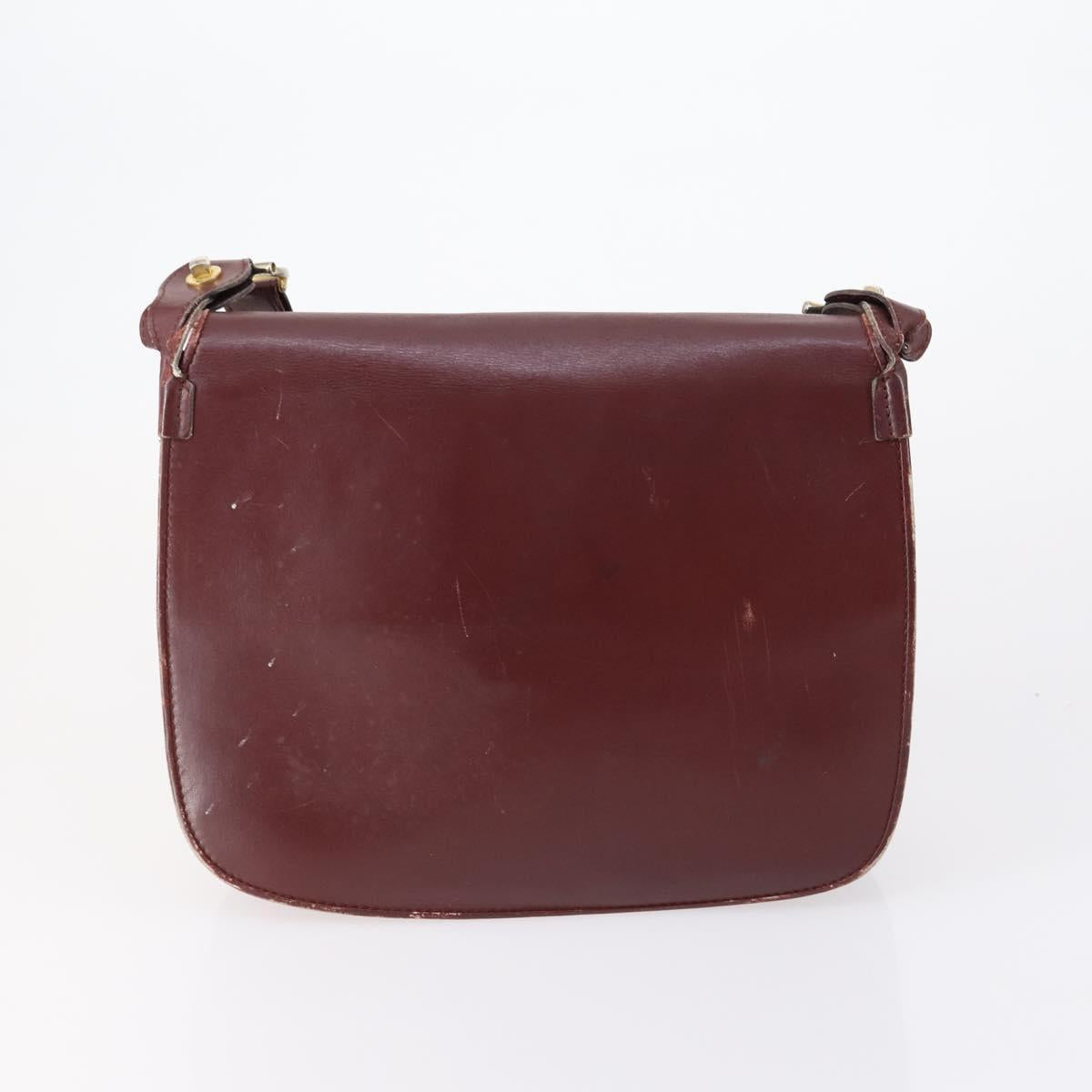 CARTIER Must Line Shoulder Bag Leather 4 Set Bordeaux Auth ki6207