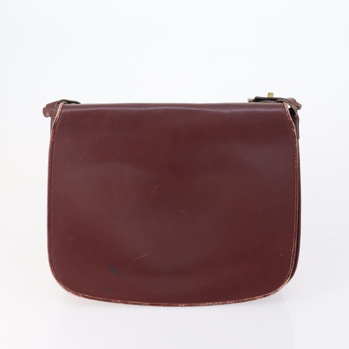 CARTIER Must Line Shoulder Bag Leather 4 Set Bordeaux Auth ki6207