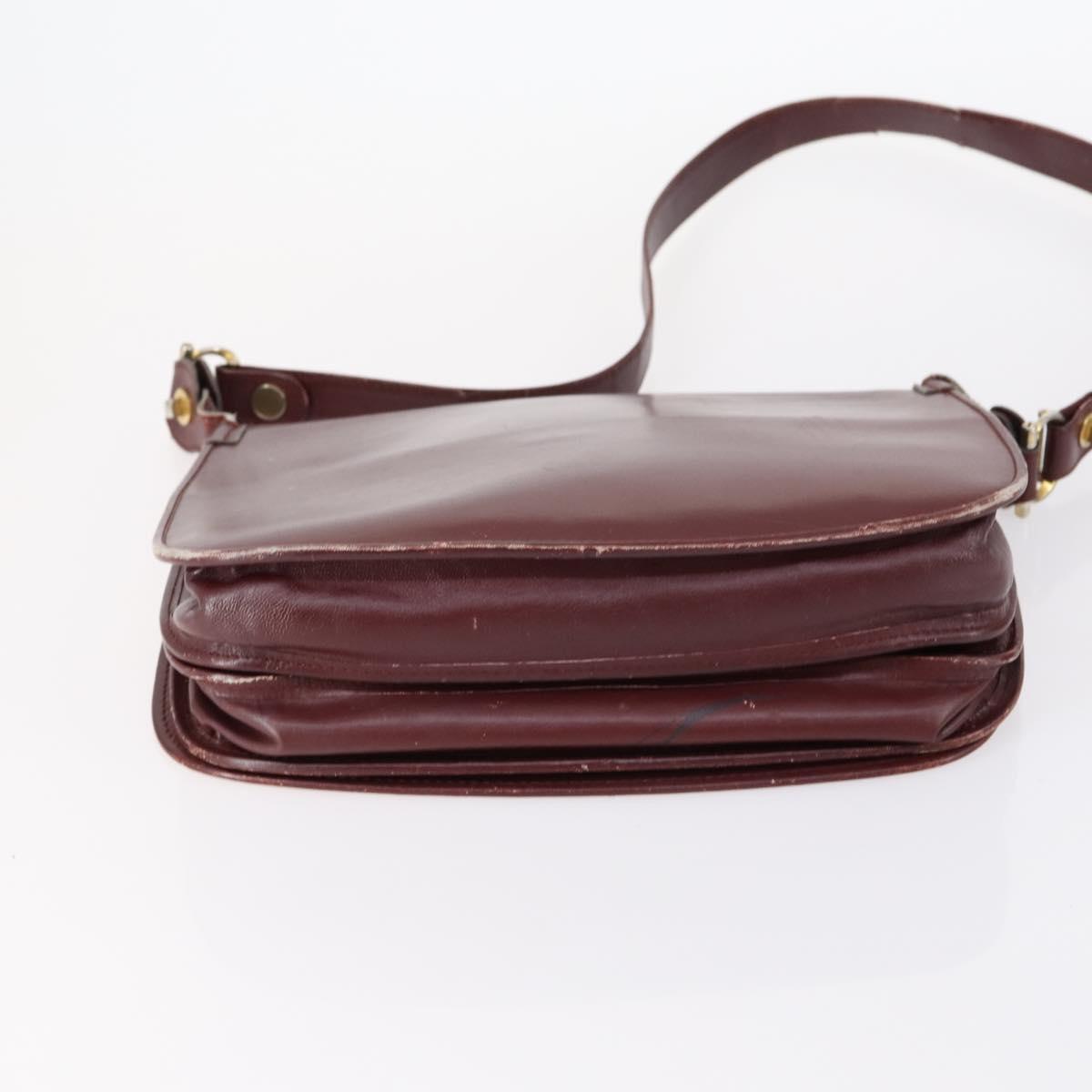 CARTIER Must Line Shoulder Bag Leather 4 Set Bordeaux Auth ki6207