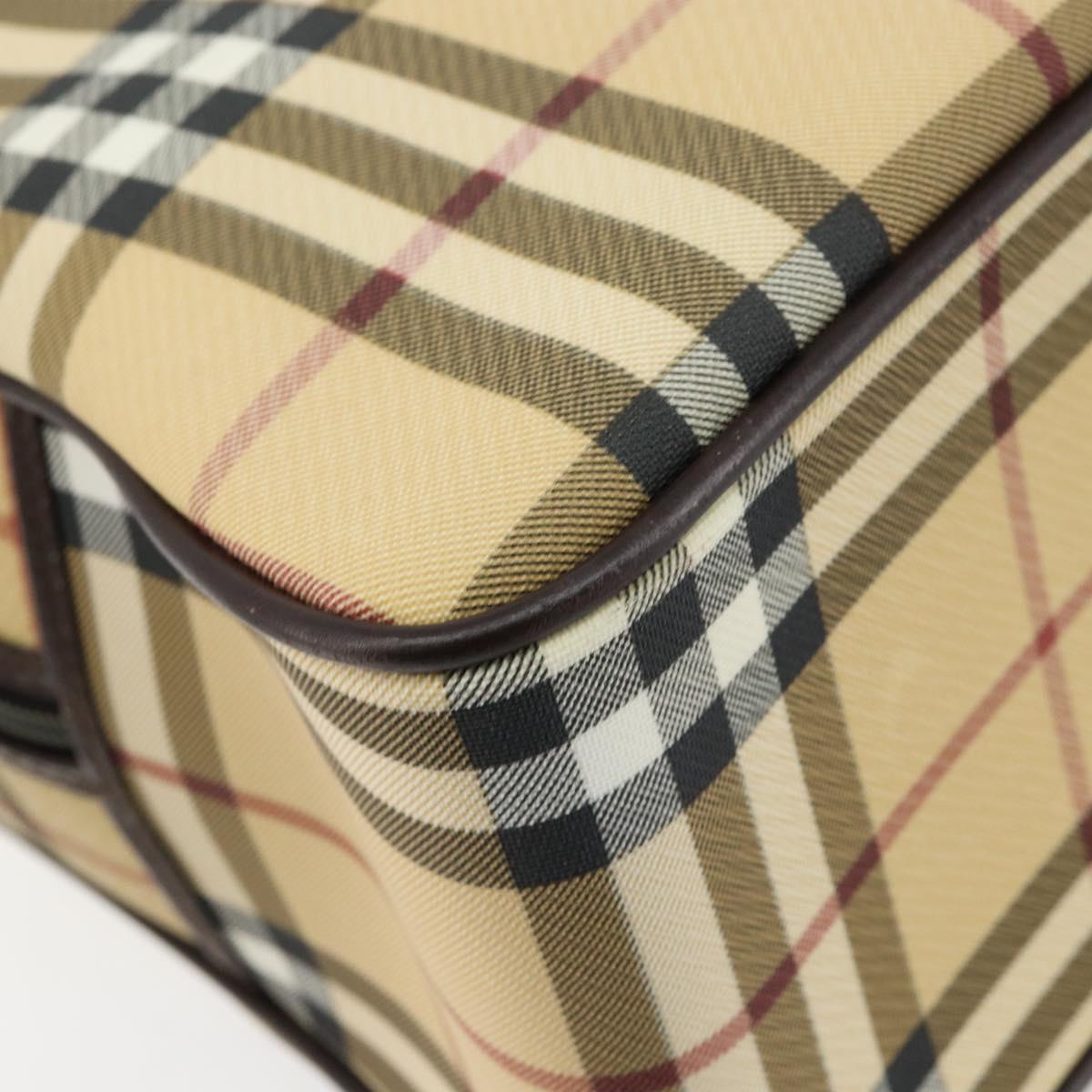 BURBERRY Nova Check Hand Bag PVC Beige Auth ki6212
