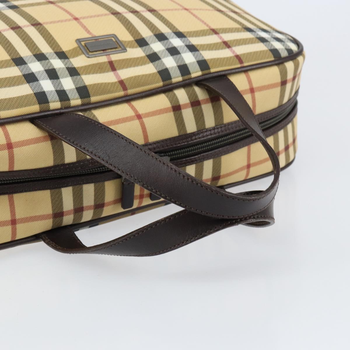 BURBERRY Nova Check Hand Bag PVC Beige Auth ki6212