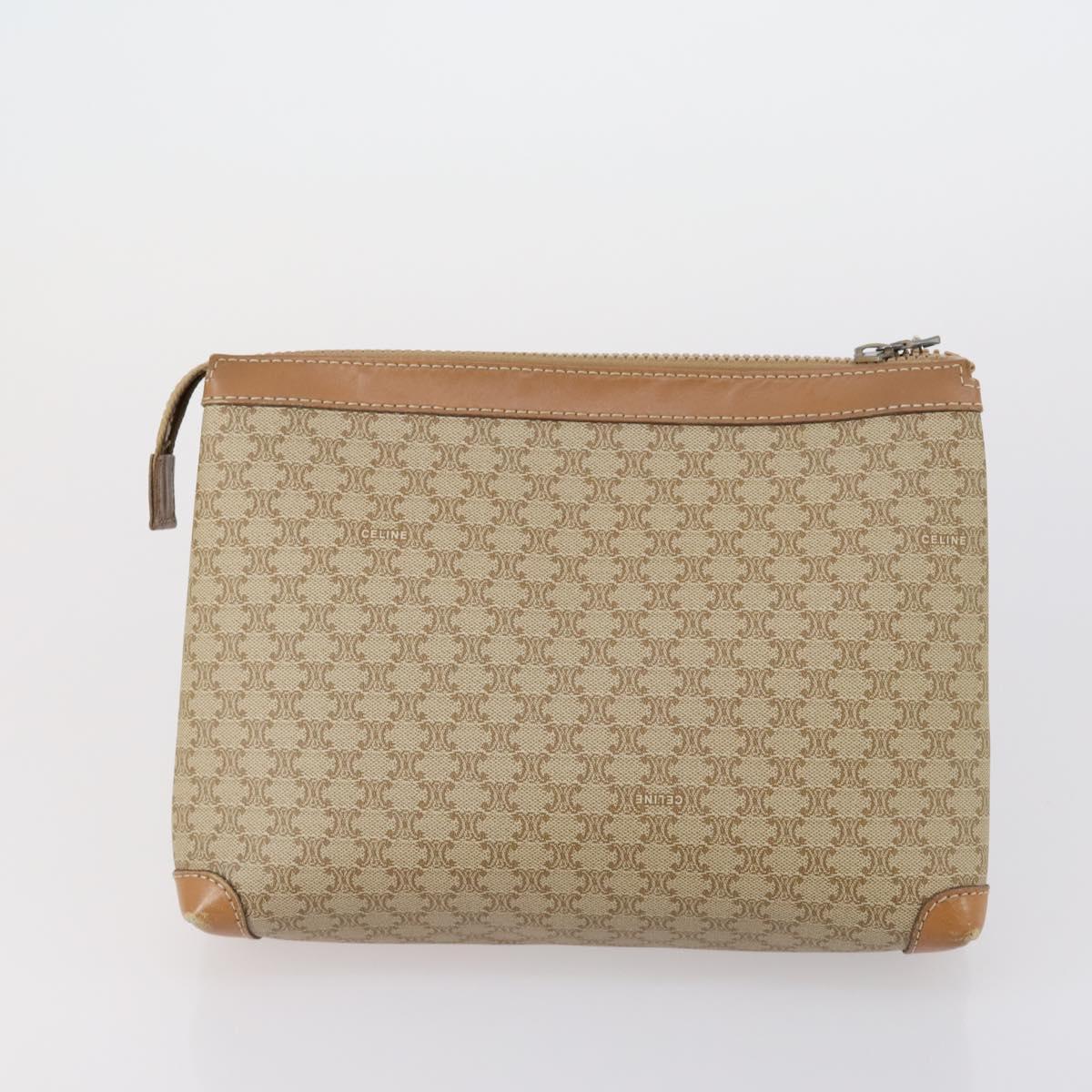 CELINE Macadam Canvas Clutch Bag 3 Set Beige Brown Auth ki6215