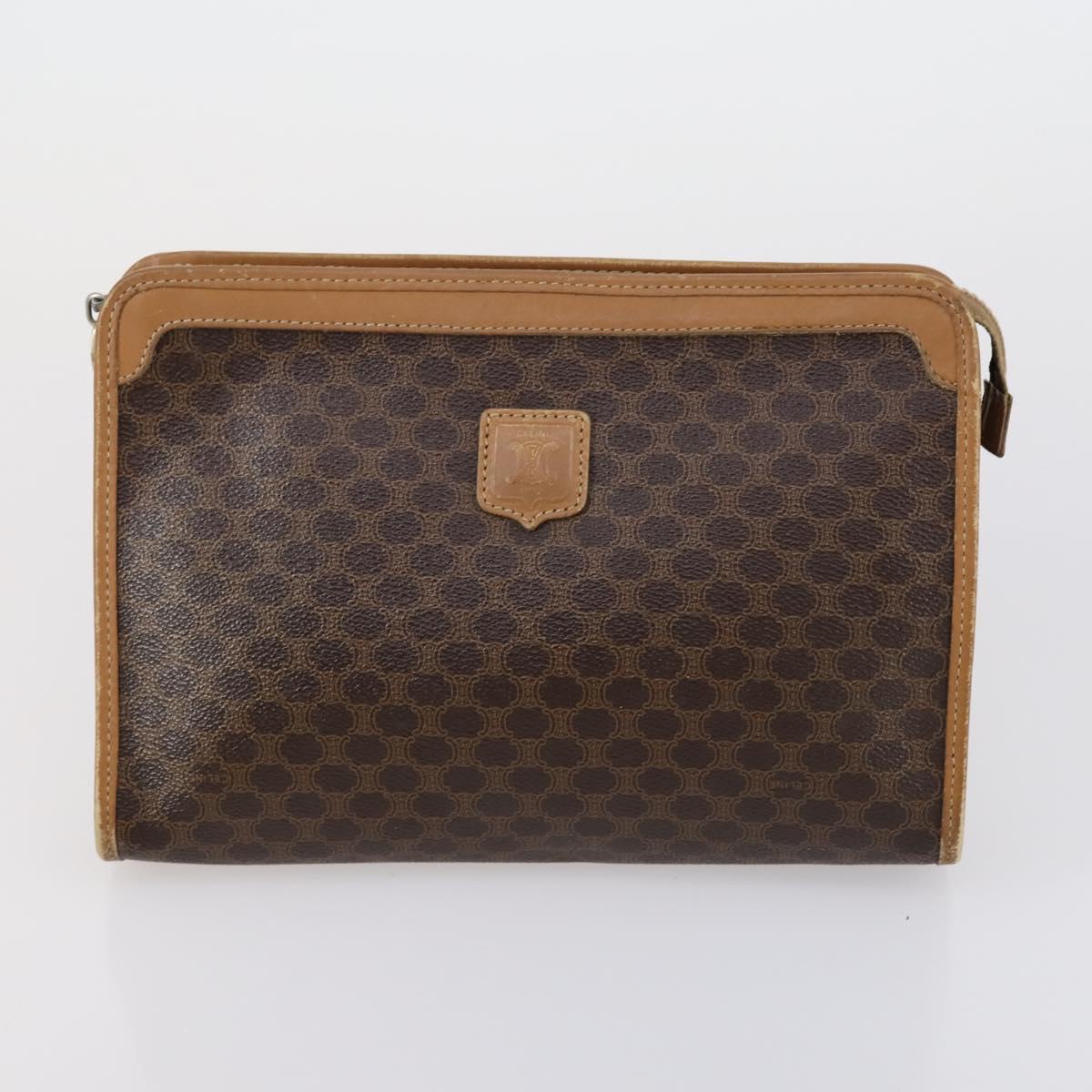 CELINE Macadam Canvas Clutch Bag 3 Set Beige Brown Auth ki6215