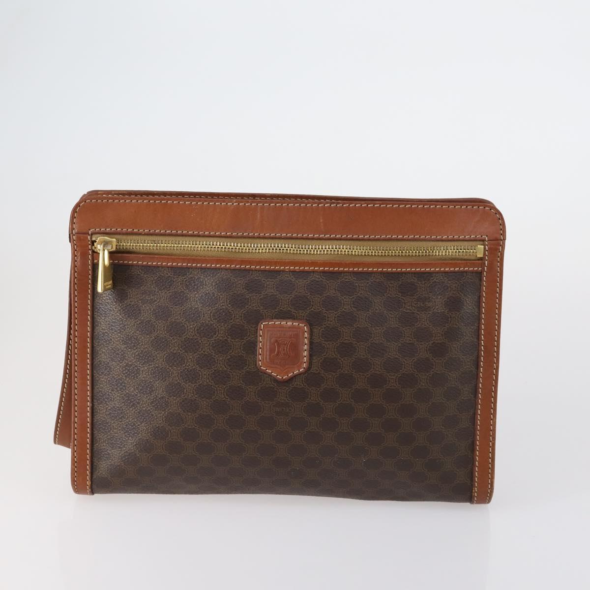 CELINE Macadam Canvas Clutch Bag 3 Set Beige Brown Auth ki6215