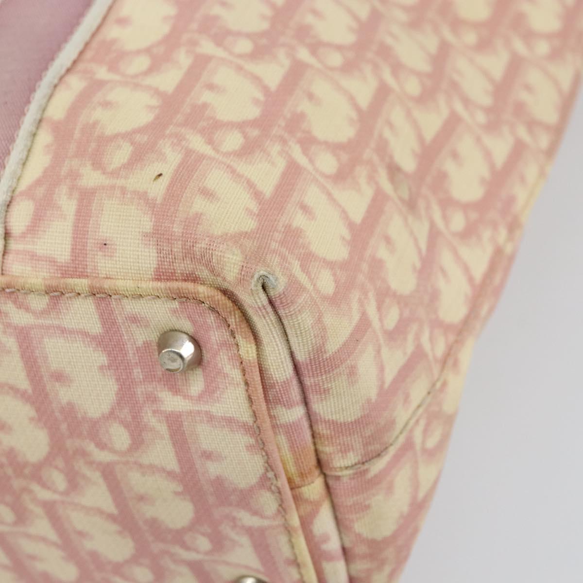 Christian Dior Trotter Canvas Romantic Tote Bag PVC Pink Silver Auth ki6219