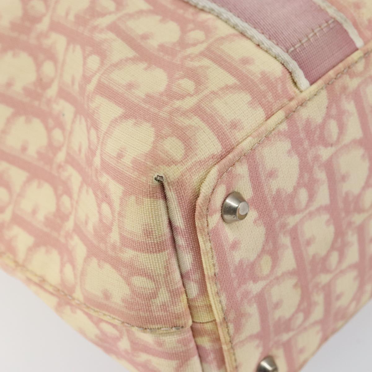 Christian Dior Trotter Canvas Romantic Tote Bag PVC Pink Silver Auth ki6219