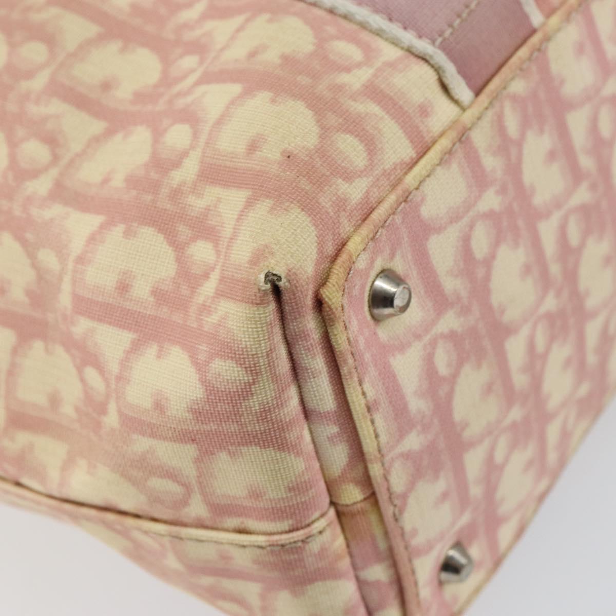 Christian Dior Trotter Canvas Romantic Tote Bag PVC Pink Silver Auth ki6219