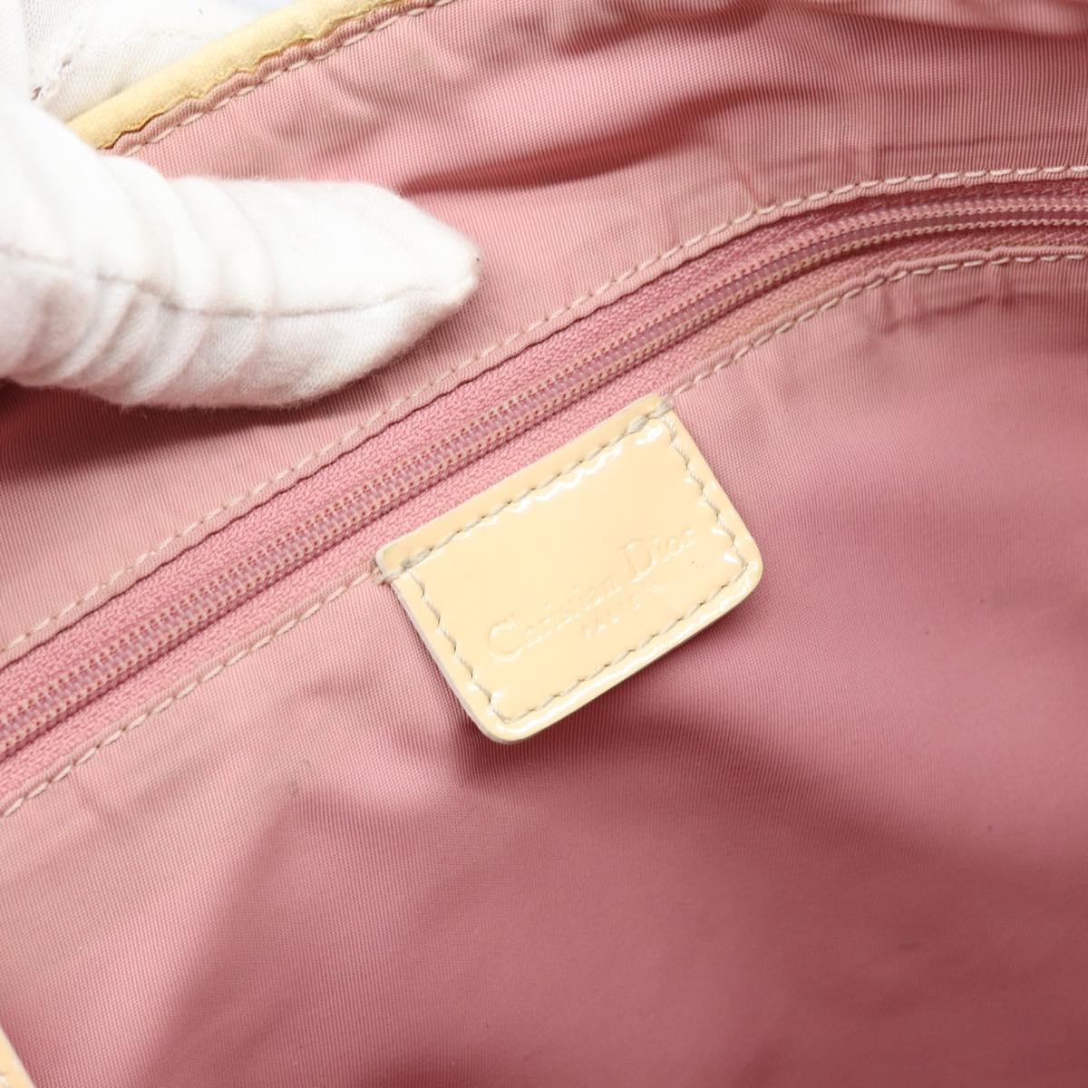 Christian Dior Trotter Canvas Romantic Tote Bag PVC Pink Silver Auth ki6219