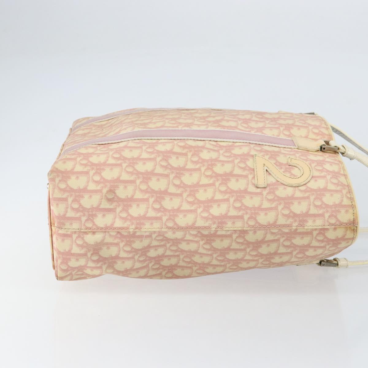 Christian Dior Trotter Canvas Romantic Tote Bag PVC Pink Silver Auth ki6219