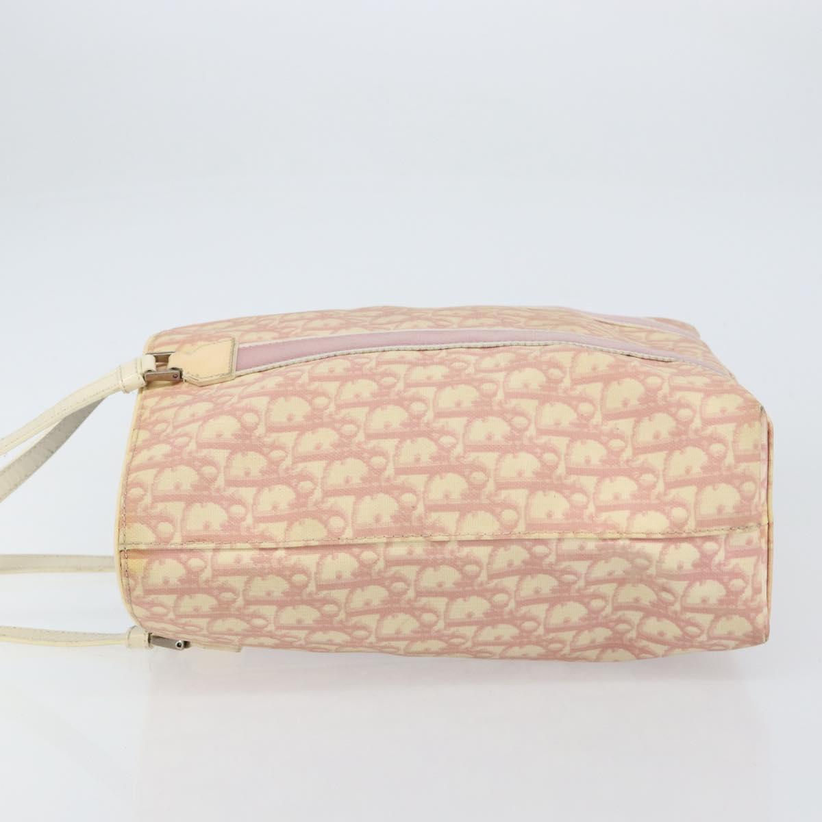 Christian Dior Trotter Canvas Romantic Tote Bag PVC Pink Silver Auth ki6219