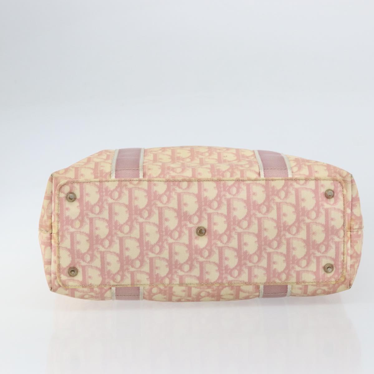 Christian Dior Trotter Canvas Romantic Tote Bag PVC Pink Silver Auth ki6219