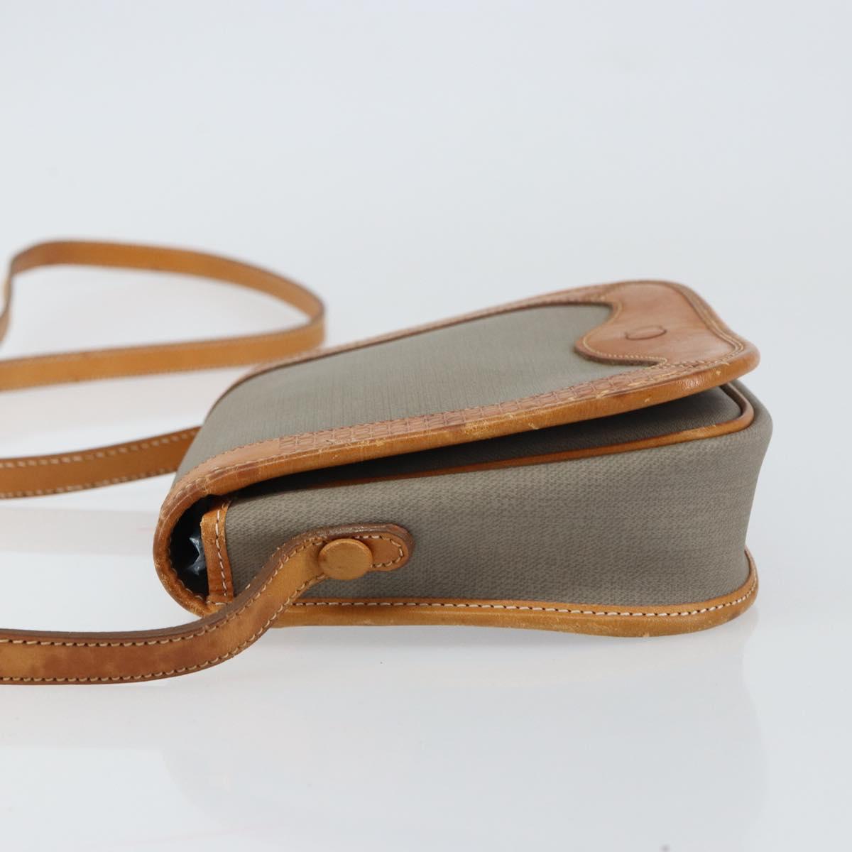 Christian Dior Shoulder Bag Coated Canvas Gray Gold Auth ki6220