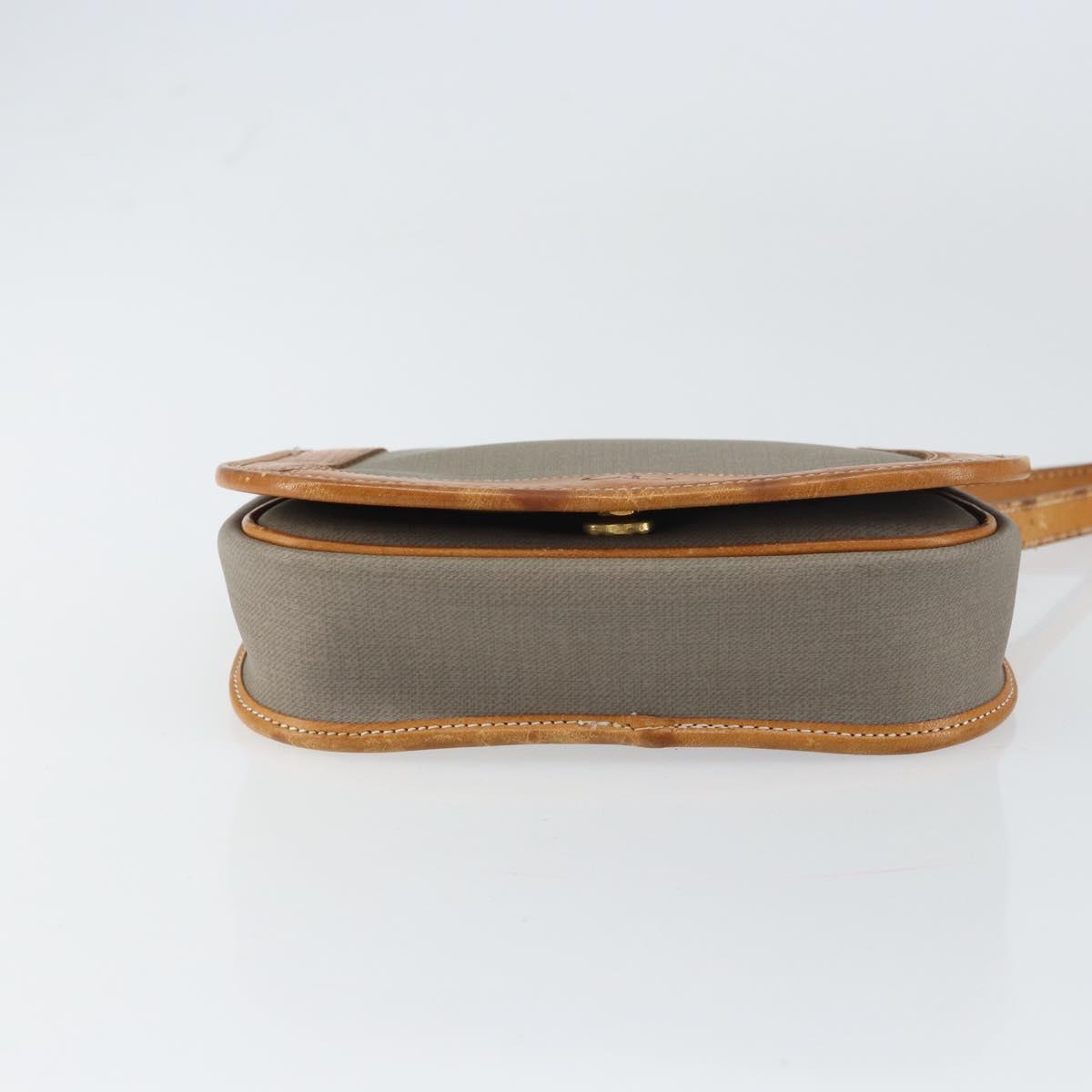 Christian Dior Shoulder Bag Coated Canvas Gray Gold Auth ki6220