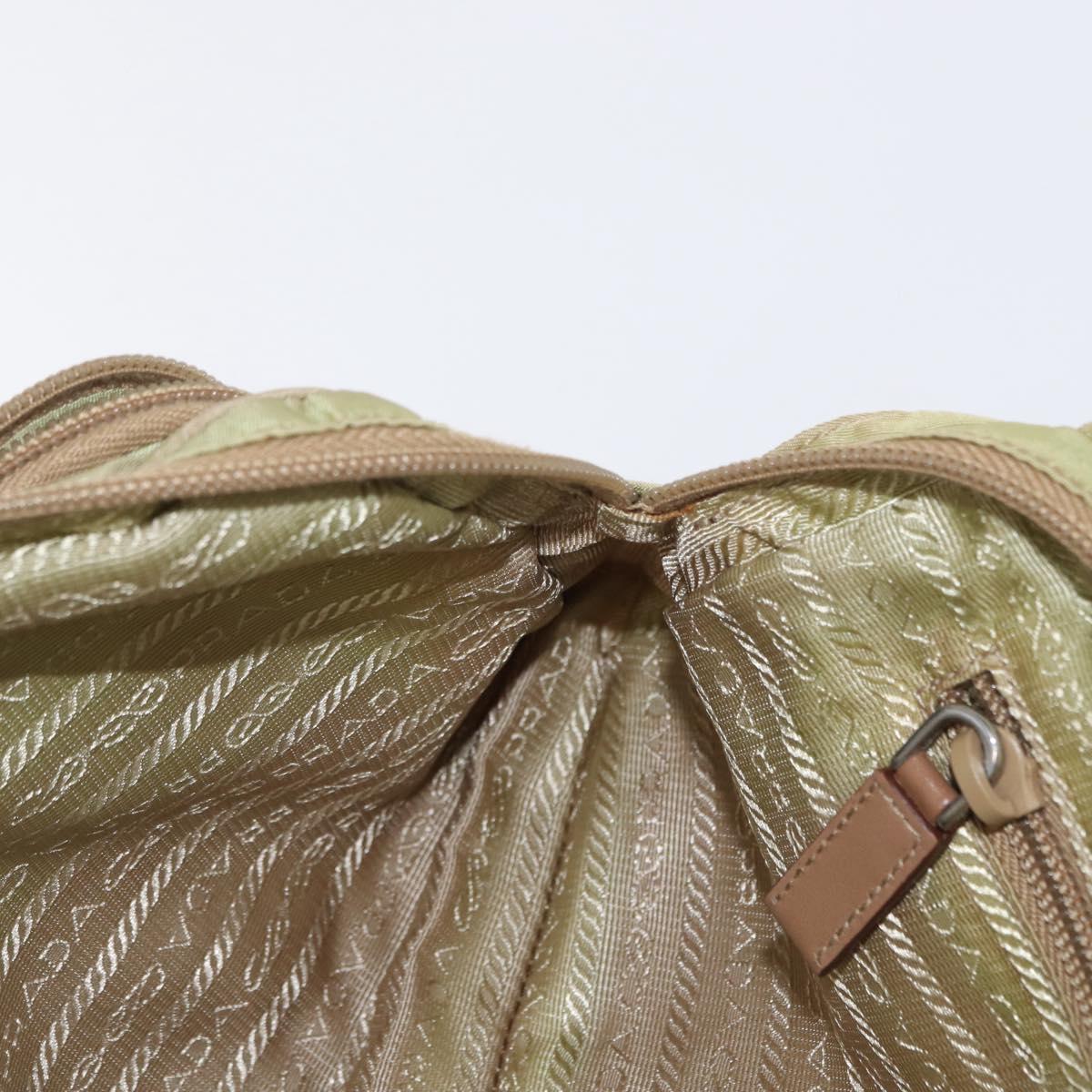 PRADA Shoulder Bag Nylon Beige Silver Auth ki6222