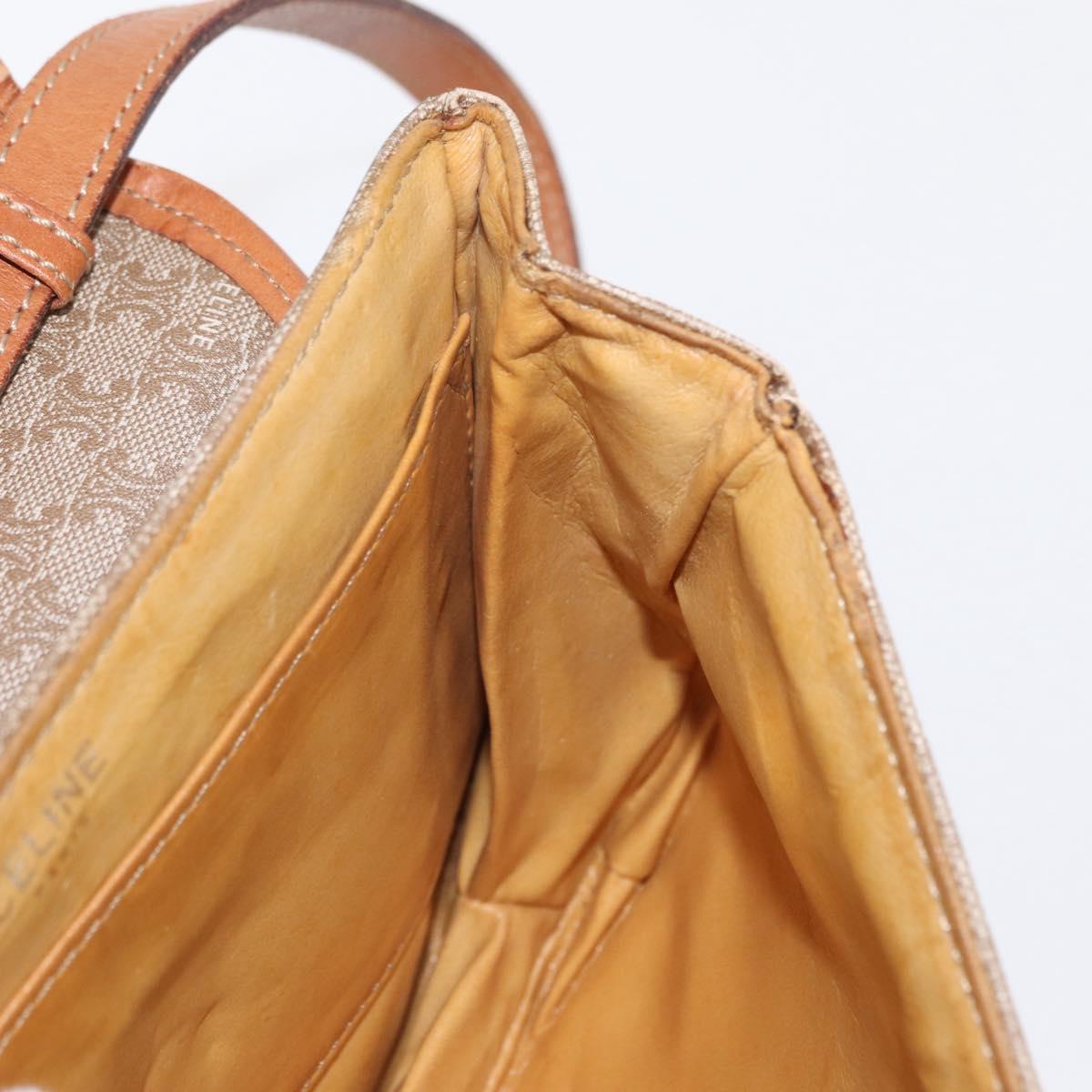 CELINE Macadam Canvas Shoulder Bag PVC Beige Gold Auth ki6223