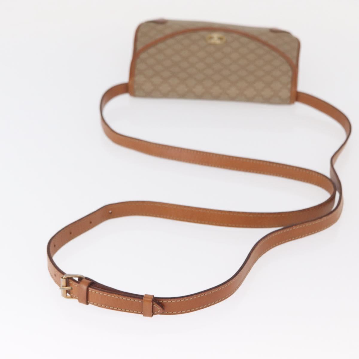 CELINE Macadam Canvas Shoulder Bag PVC Beige Gold Auth ki6223