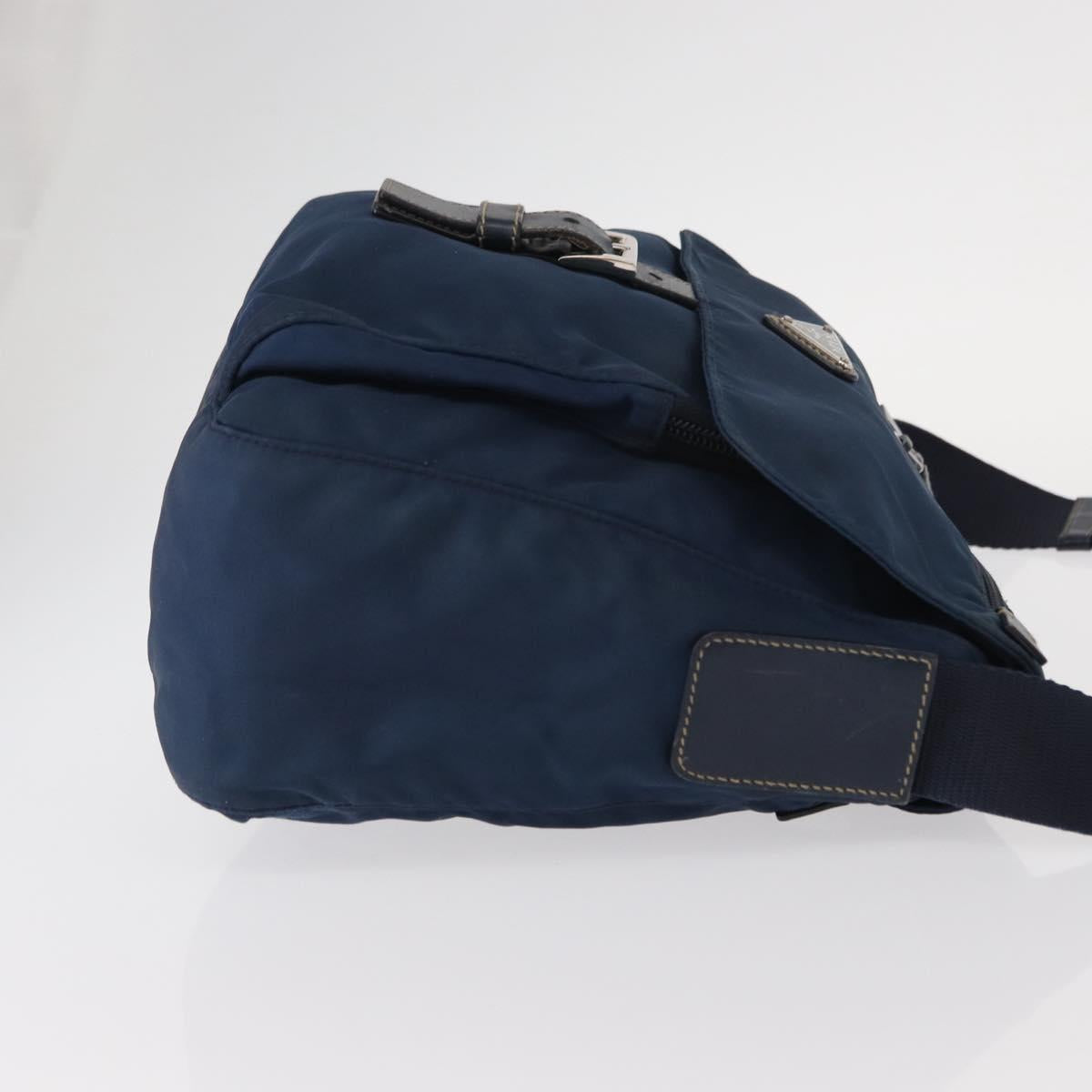 PRADA Shoulder Bag Nylon Navy Silver Auth ki6224