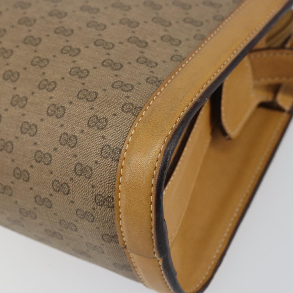 GUCCI Micro GG Supreme Shoulder Bag PVC Beige Gold Auth ki6225
