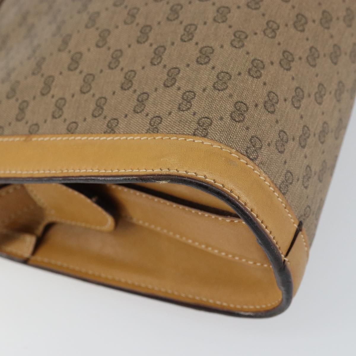 GUCCI Micro GG Supreme Shoulder Bag PVC Beige Gold Auth ki6225