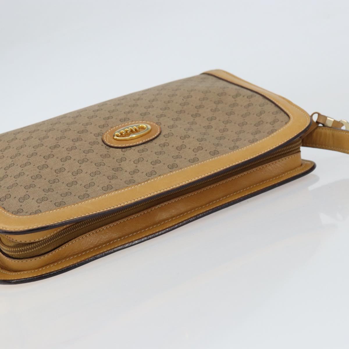 GUCCI Micro GG Supreme Shoulder Bag PVC Beige Gold Auth ki6225