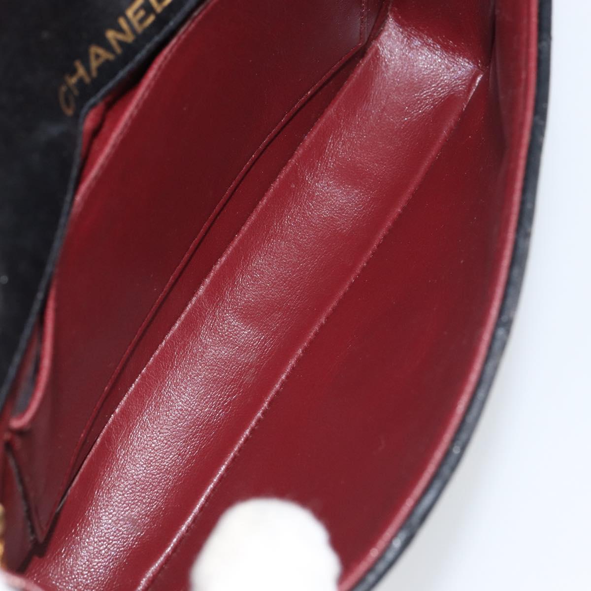 CHANEL Chain Shoulder Matelasse Bag Lamb Skin Black Gold CC Auth ki6227