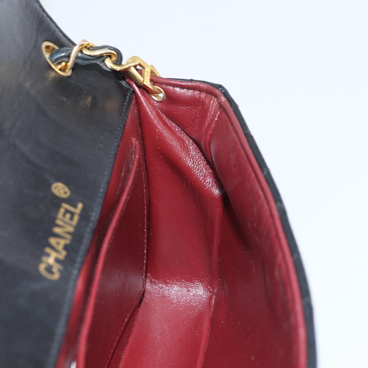 CHANEL Chain Shoulder Matelasse Bag Lamb Skin Black Gold CC Auth ki6227
