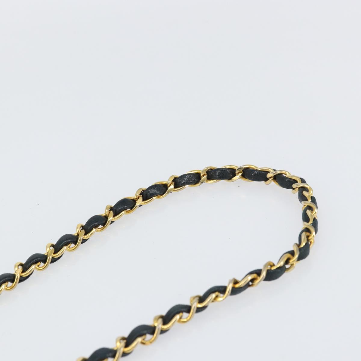 CHANEL Chain Shoulder Matelasse Bag Lamb Skin Black Gold CC Auth ki6227