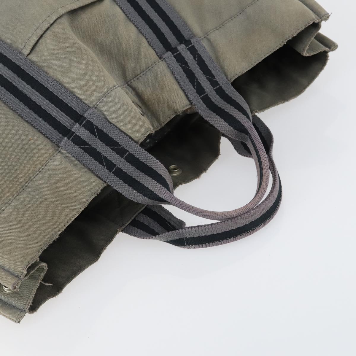 HERMES Fourre Tout Hand Bag Canvas 6 Set Gray Black Green Auth ki6229