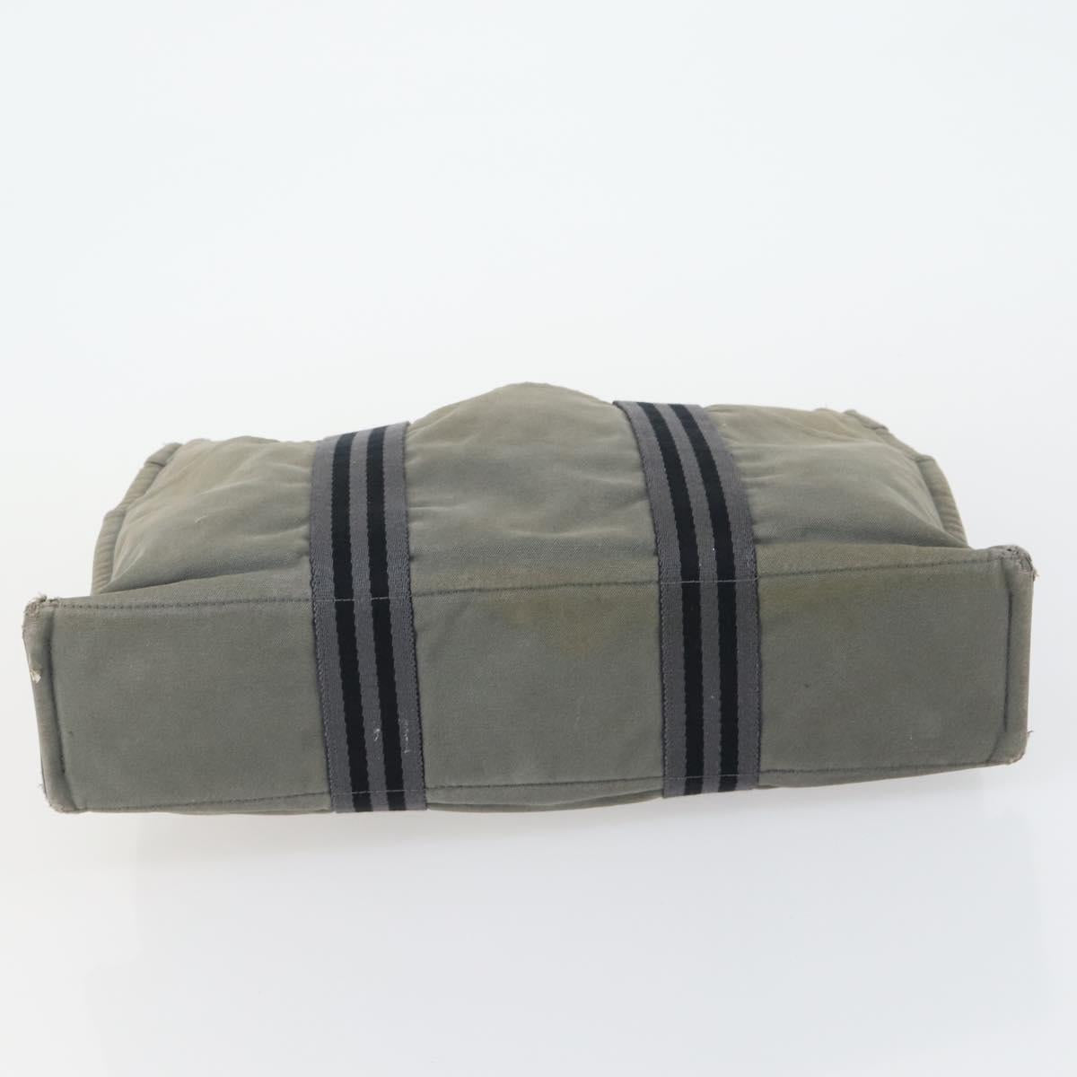HERMES Fourre Tout Hand Bag Canvas 6 Set Gray Black Green Auth ki6229