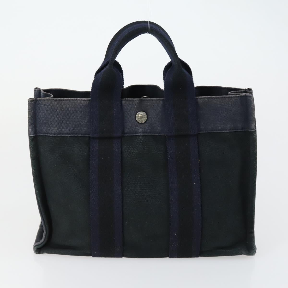 HERMES Fourre Tout Hand Bag Canvas 6 Set Gray Black Green Auth ki6229
