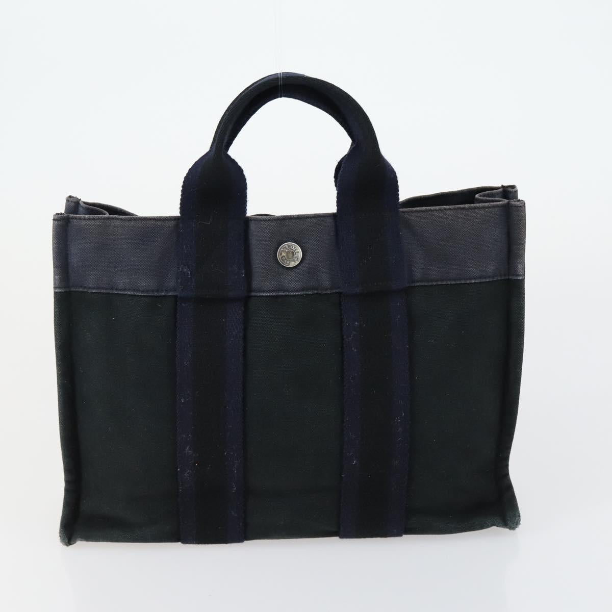 HERMES Fourre Tout Hand Bag Canvas 6 Set Gray Black Green Auth ki6229